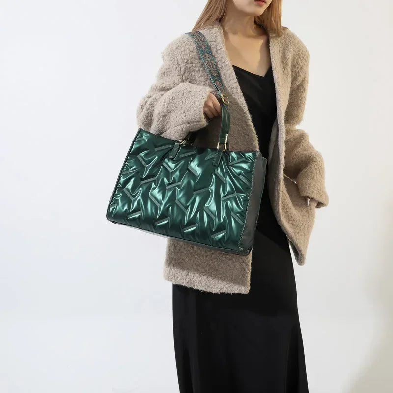 Padded Quilted Tote Bag for Women – Lightweight Nylon Large Capacity Shoulder & Crossbody Bag