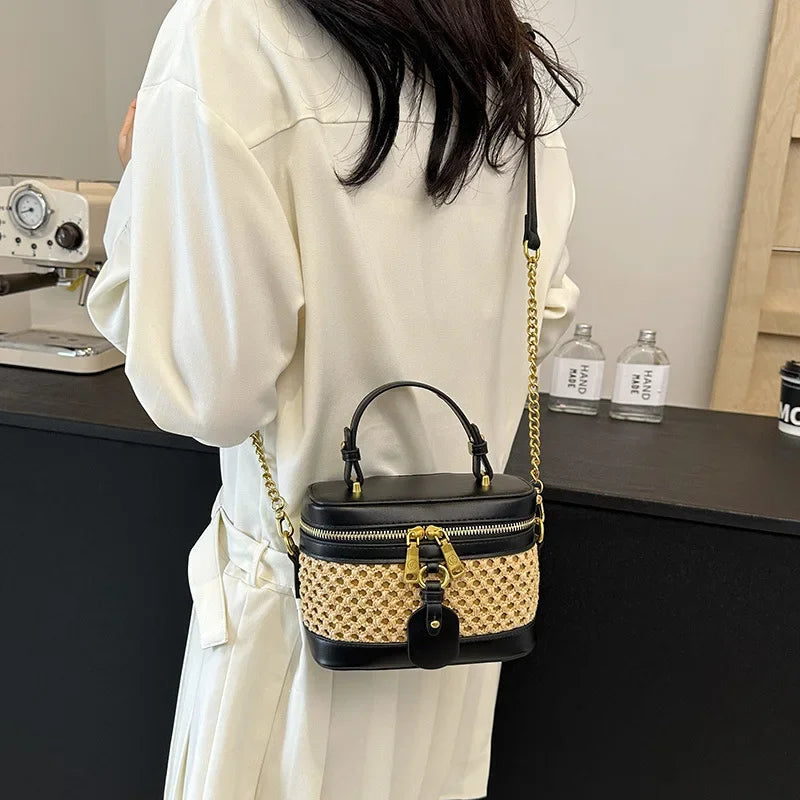 Woven Raffia Mini Handbag – Top Handle & Single-Shoulder Bag