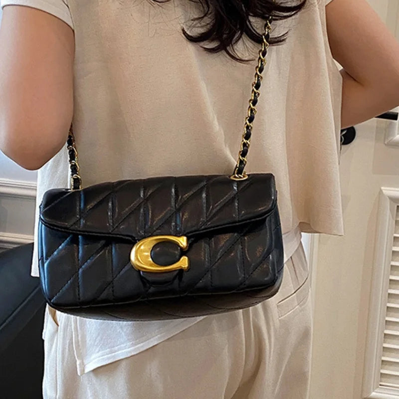 High-End Feminine Chain Crossbody Bag – Diamond Pattern Small Square Handbag