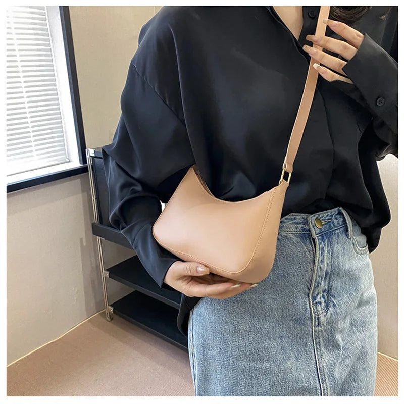 Trendy Solid-Color Small Shoulder Handbag – Minimalist Square Crossbody Bag