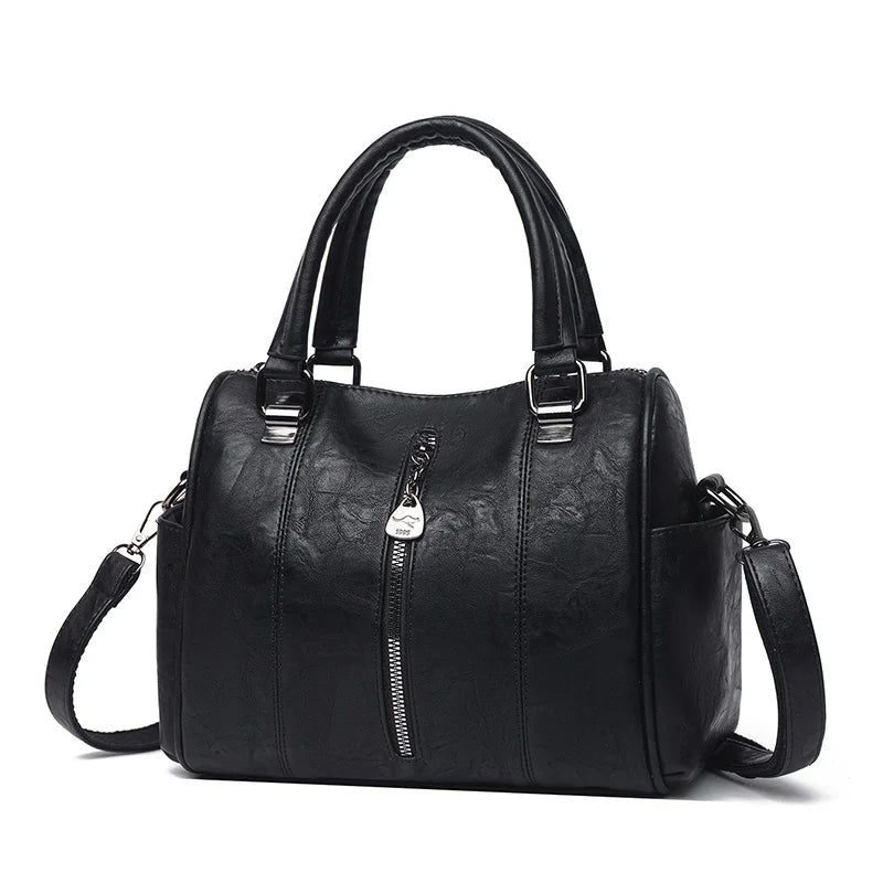 Soft Leather Tote Bag for Women – Large Capacity Retro Shoulder & Crossbody Handbag