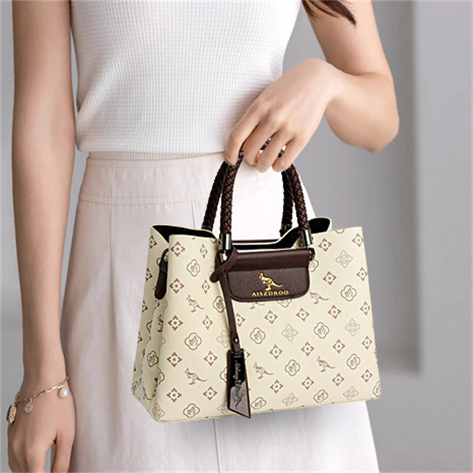 Elegant Women's Handbag with Unique Handle – Spacious Tote with Adjustable Shoulder Strap