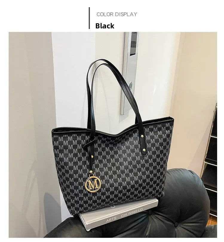 Printed PU Leather Tote Bag for Women – Large Capacity Commuter & College Handbag