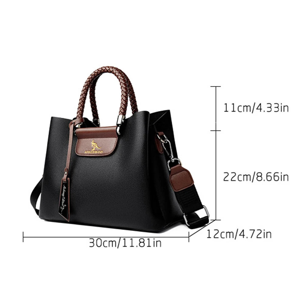 Elegant Women's Handbag with Unique Handle – Spacious Tote with Adjustable Shoulder Strap