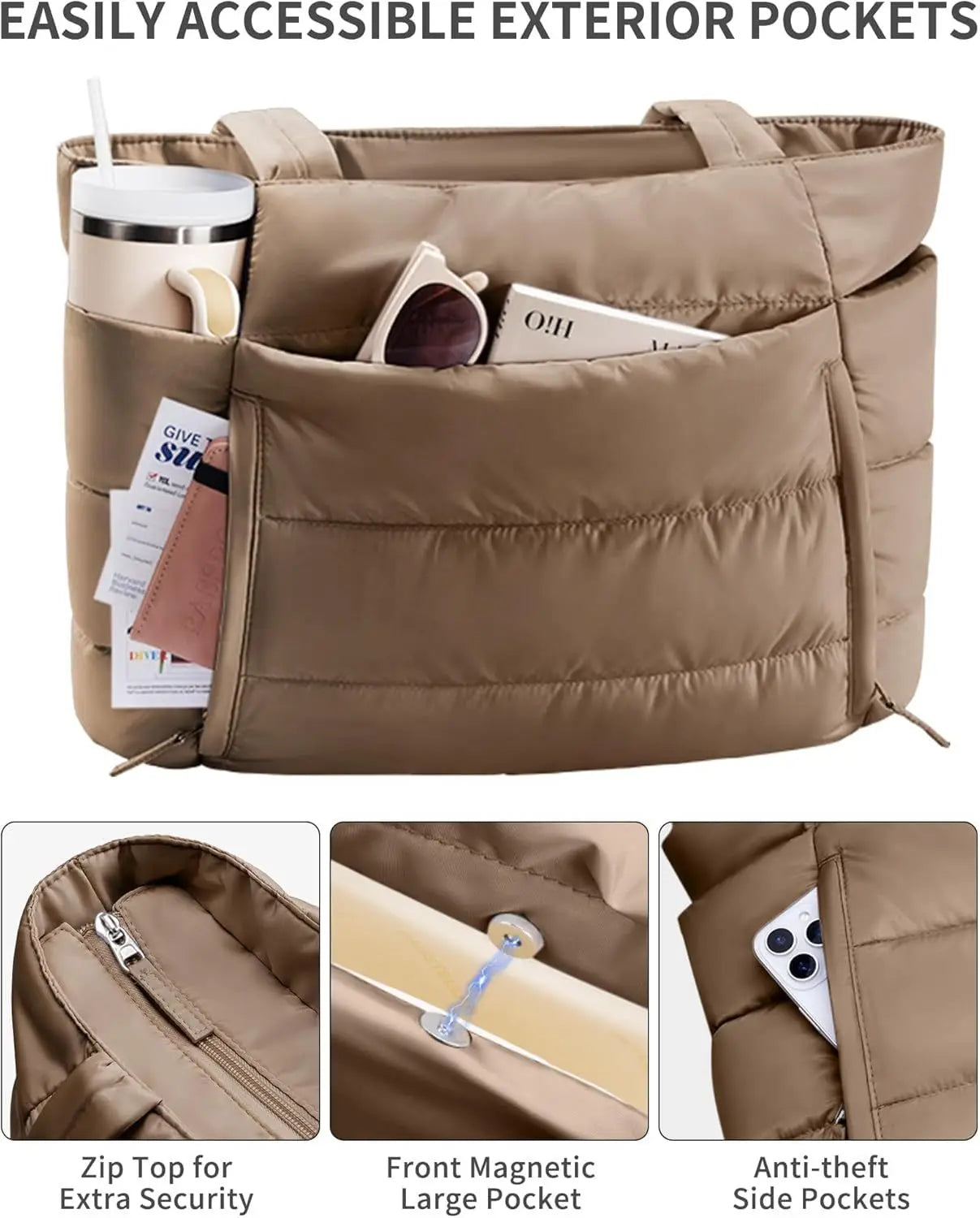 Large Capacity Organiser Tote Bag for Women – Multi-Pocket Travel, Makeup & Daily Carry Bag