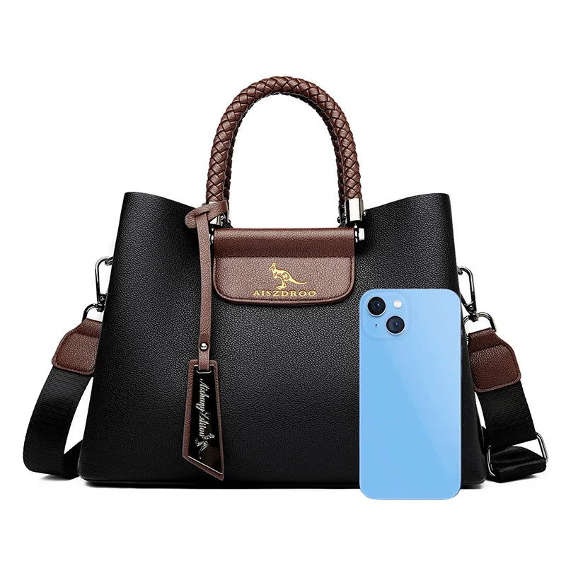 Elegant Women's Handbag with Unique Handle – Spacious Tote with Adjustable Shoulder Strap