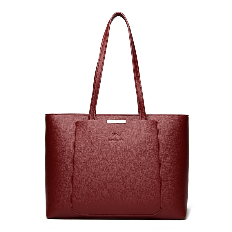 Large Capacity PU Leather Tote Bag for Women – Minimalist Shoulder Handbag for Work & Daily Commute