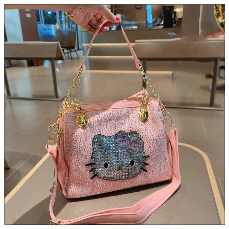 Crystal Diamond Cartoon-Style Handbag – Women’s Shoulder Bag (Large Capacity)