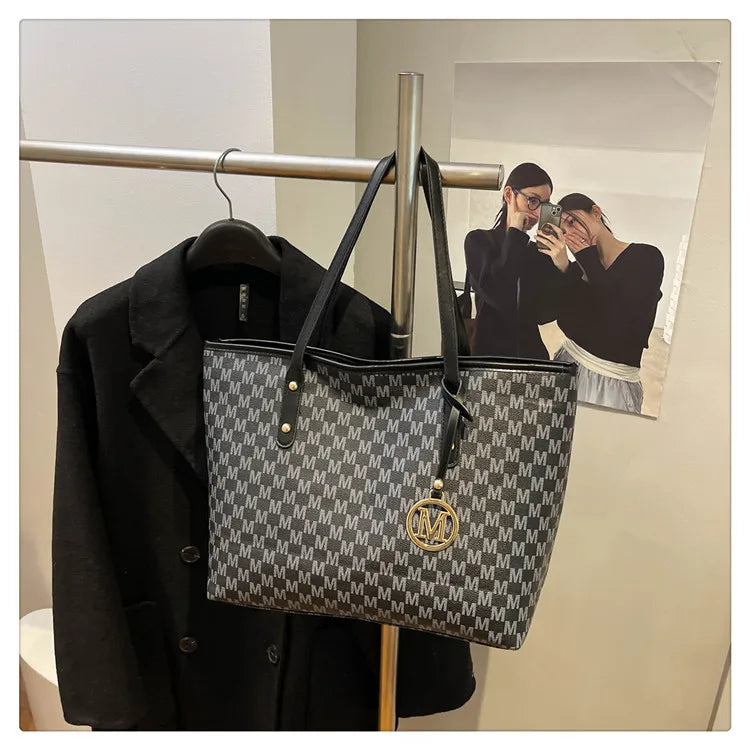 Printed PU Leather Tote Bag for Women – Large Capacity Commuter & College Handbag