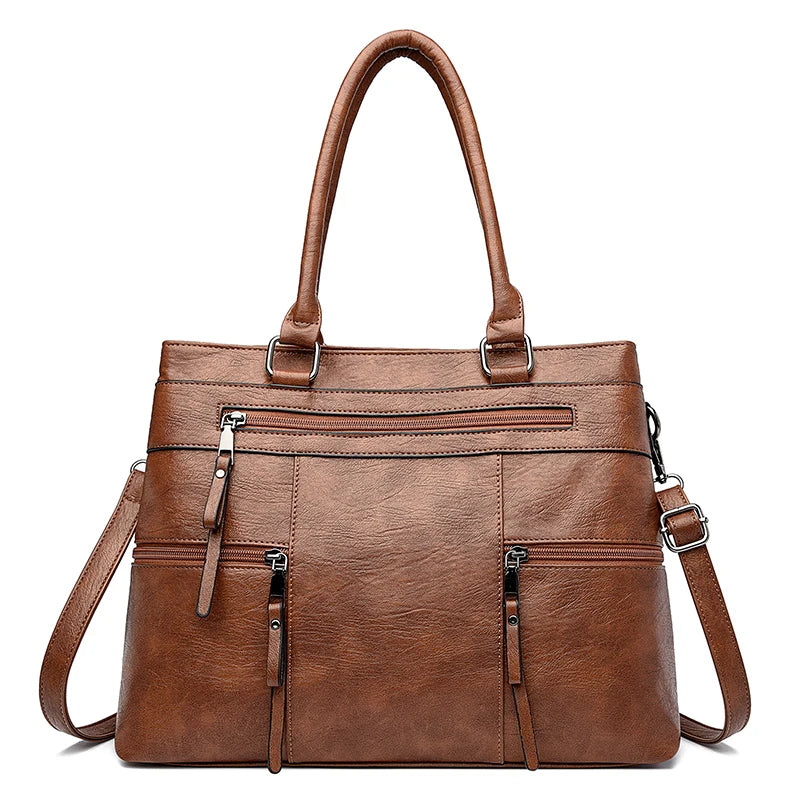 Vintage Zip Women’s Handbag with Detachable Shoulder Strap