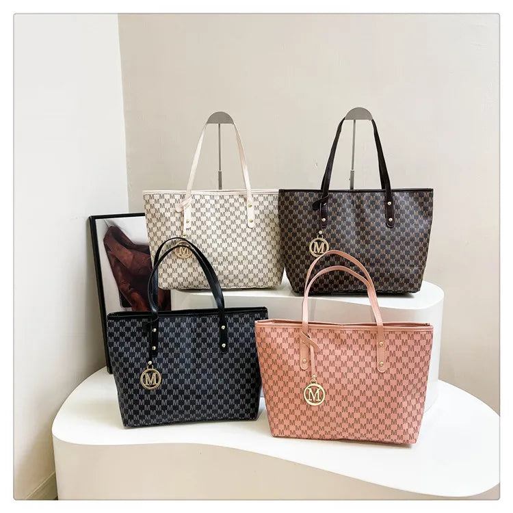 Printed PU Leather Tote Bag for Women – Large Capacity Commuter & College Handbag