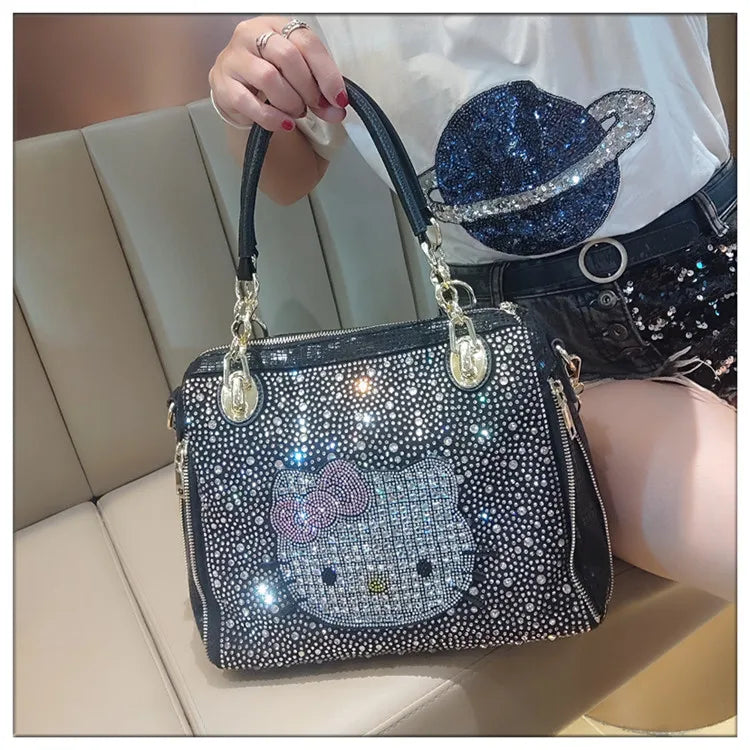 Crystal Diamond Cartoon-Style Handbag – Women’s Shoulder Bag (Large Capacity)