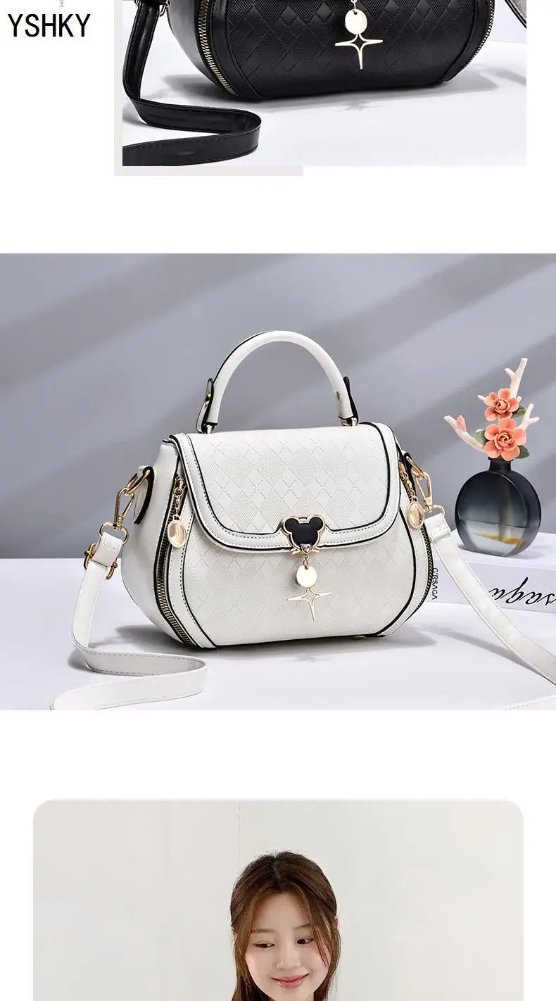Luxury Bow Bucket Handbag for Women – Genuine Leather Shoulder & Tote Bag