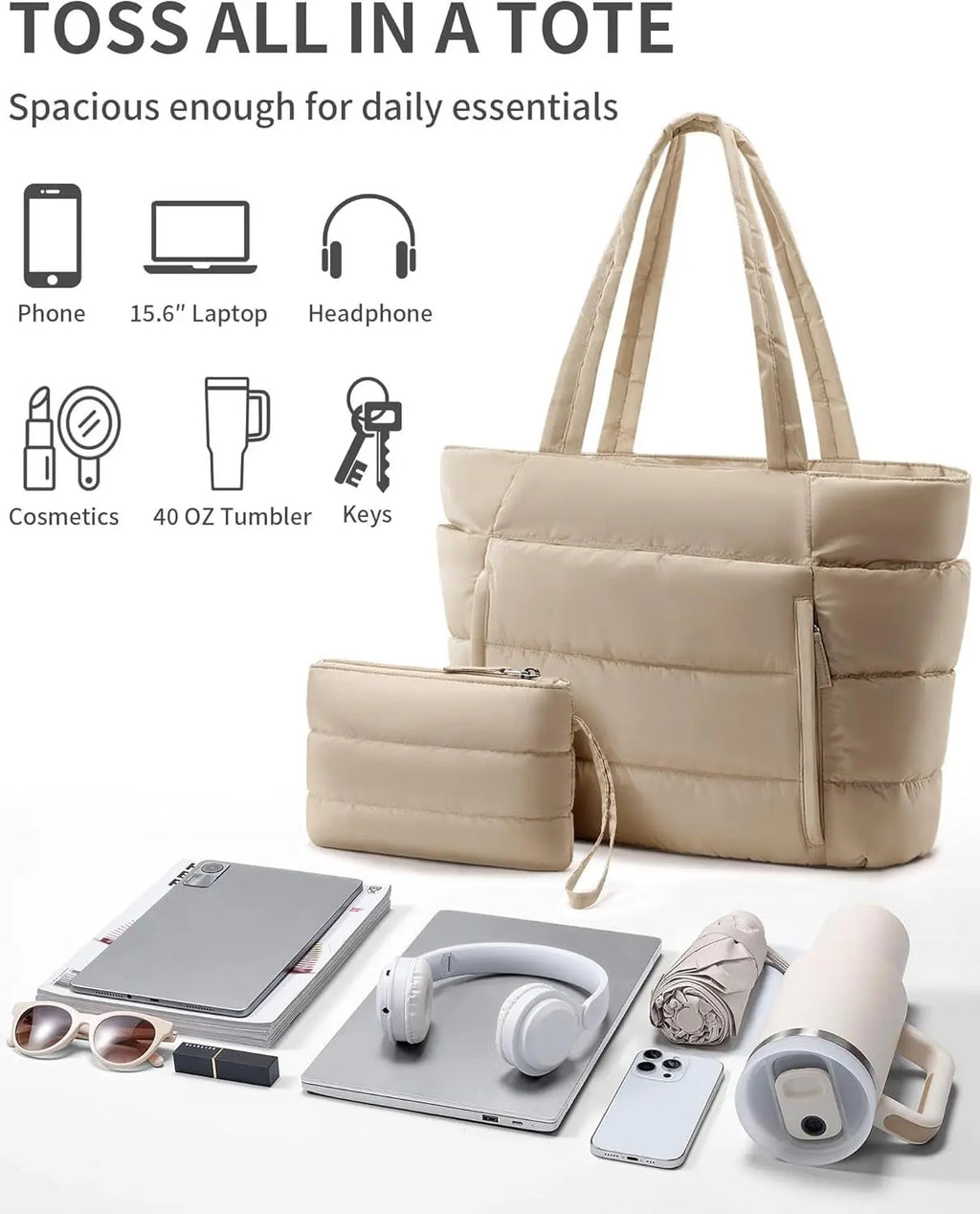 Large Capacity Organiser Tote Bag for Women – Multi-Pocket Travel, Makeup & Daily Carry Bag