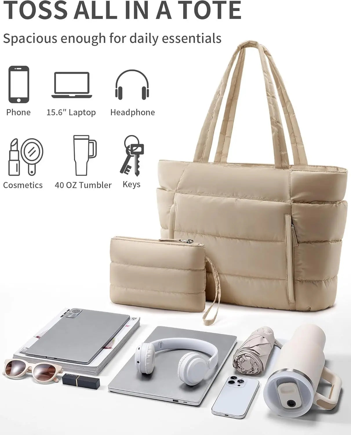 Large Capacity Organiser Tote Bag for Women – Multi-Pocket Travel, Makeup & Daily Carry Bag