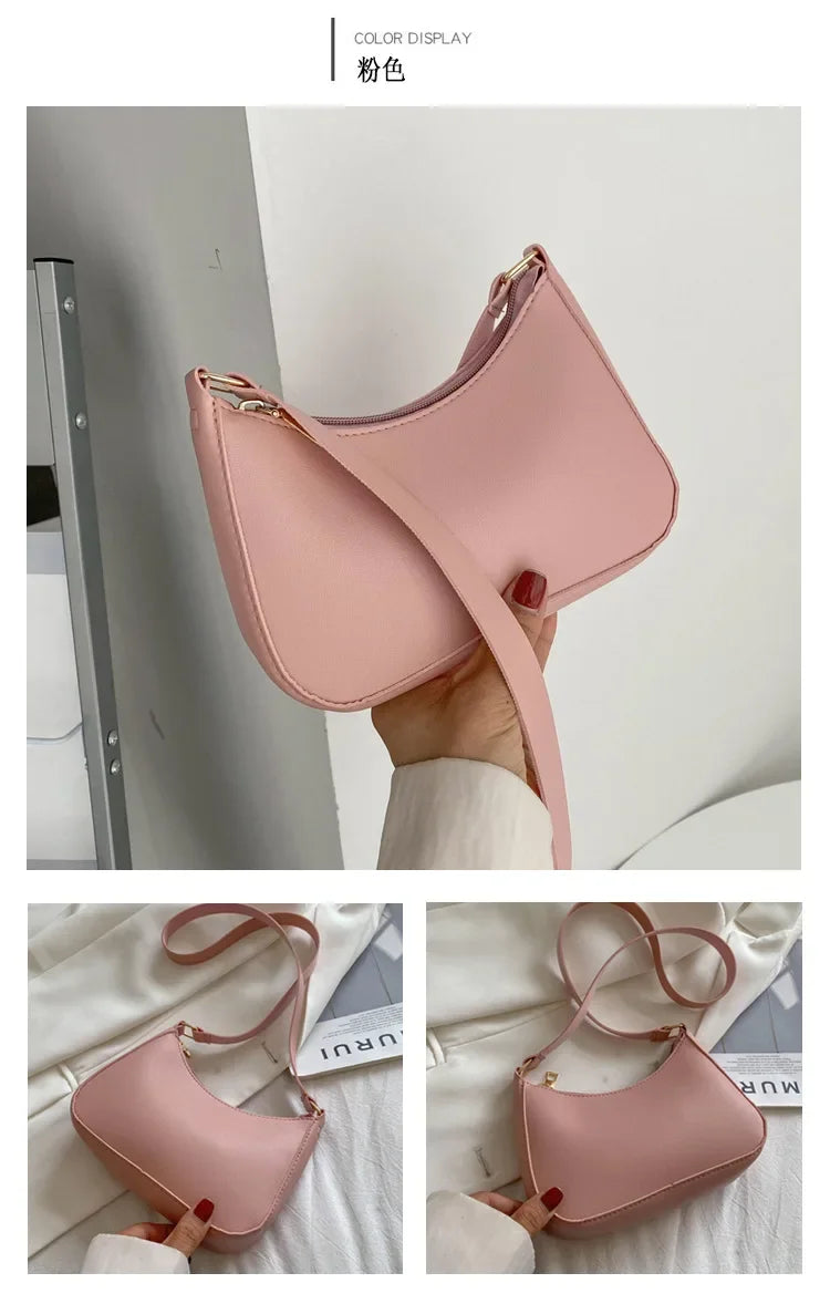 Women’s Minimal Shoulder Bag – Retro PU Leather Everyday Handbag