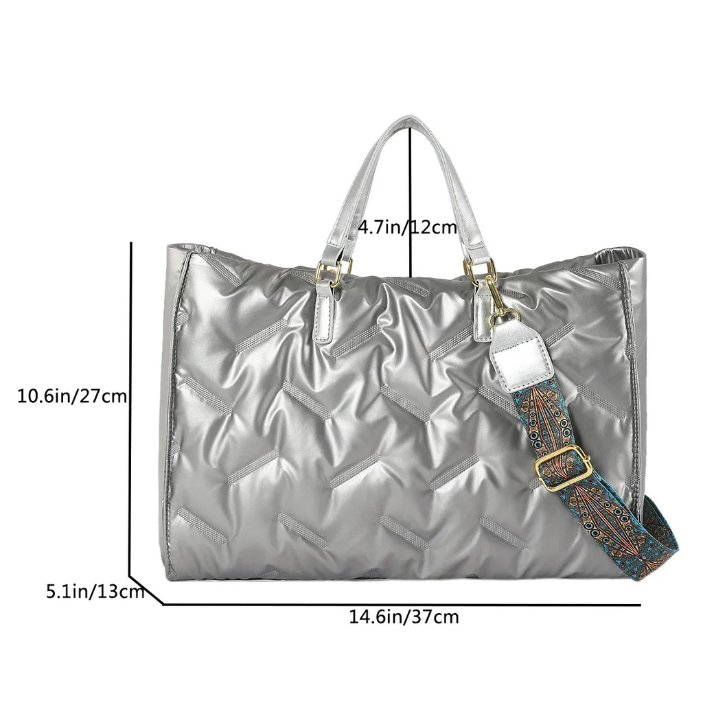 Padded Quilted Tote Bag for Women – Lightweight Nylon Large Capacity Shoulder & Crossbody Bag