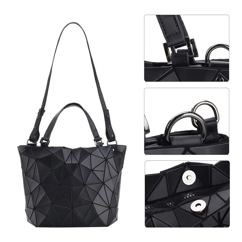 Geometric Bucket Tote Bag – Structured Shoulder & Crossbody