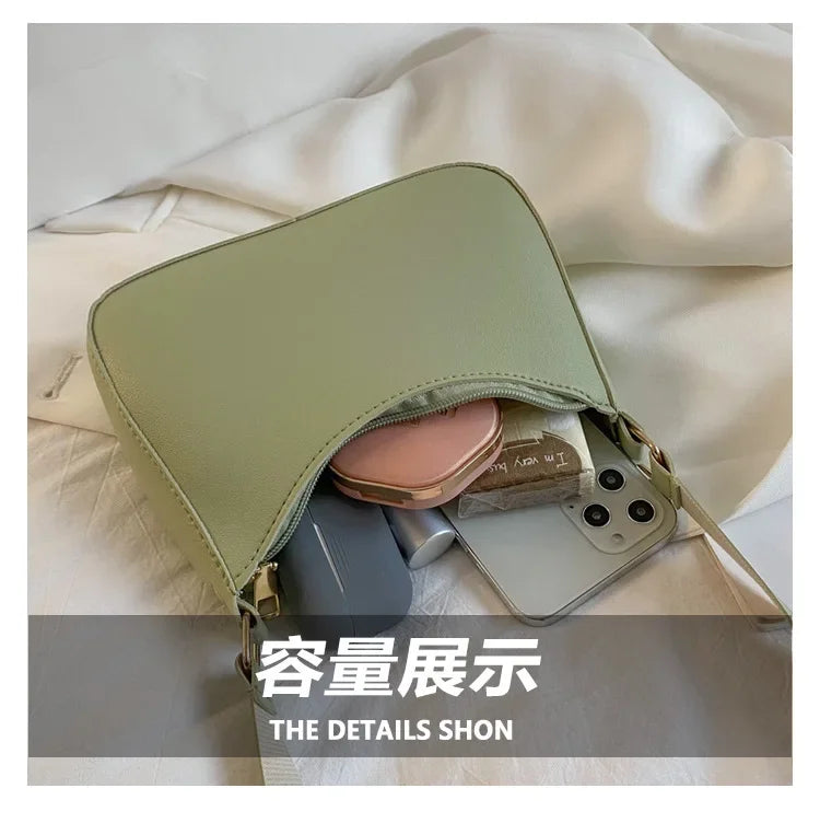 Women’s Minimal Shoulder Bag – Retro PU Leather Everyday Handbag