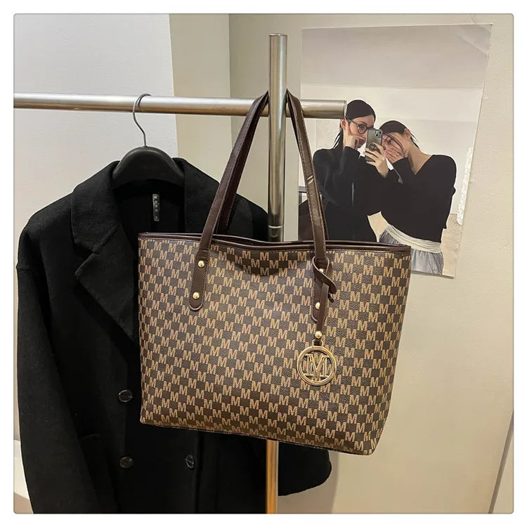 Printed PU Leather Tote Bag for Women – Large Capacity Commuter & College Handbag