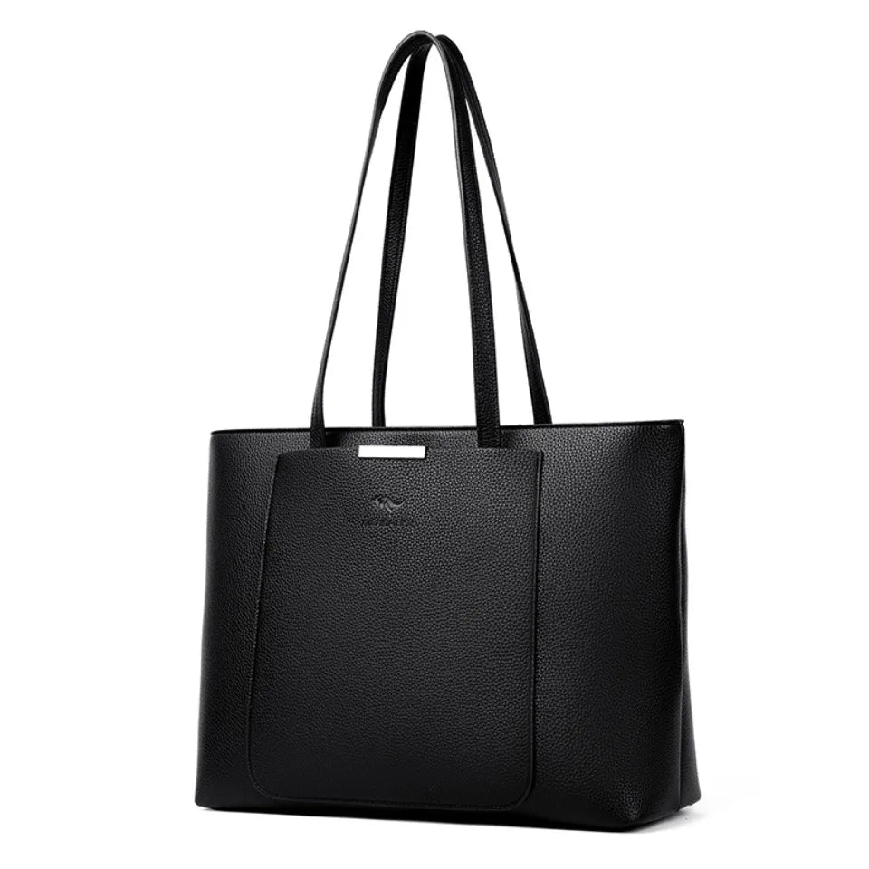 Large Capacity PU Leather Tote Bag for Women – Minimalist Shoulder Handbag for Work & Daily Commute