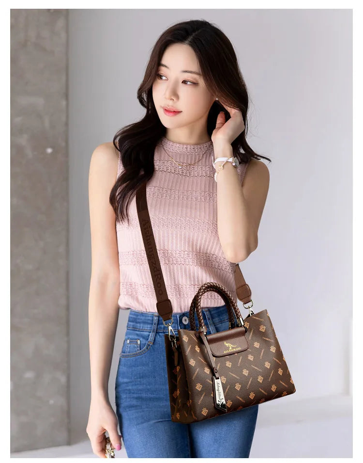 Elegant Women's Handbag with Unique Handle – Spacious Tote with Adjustable Shoulder Strap