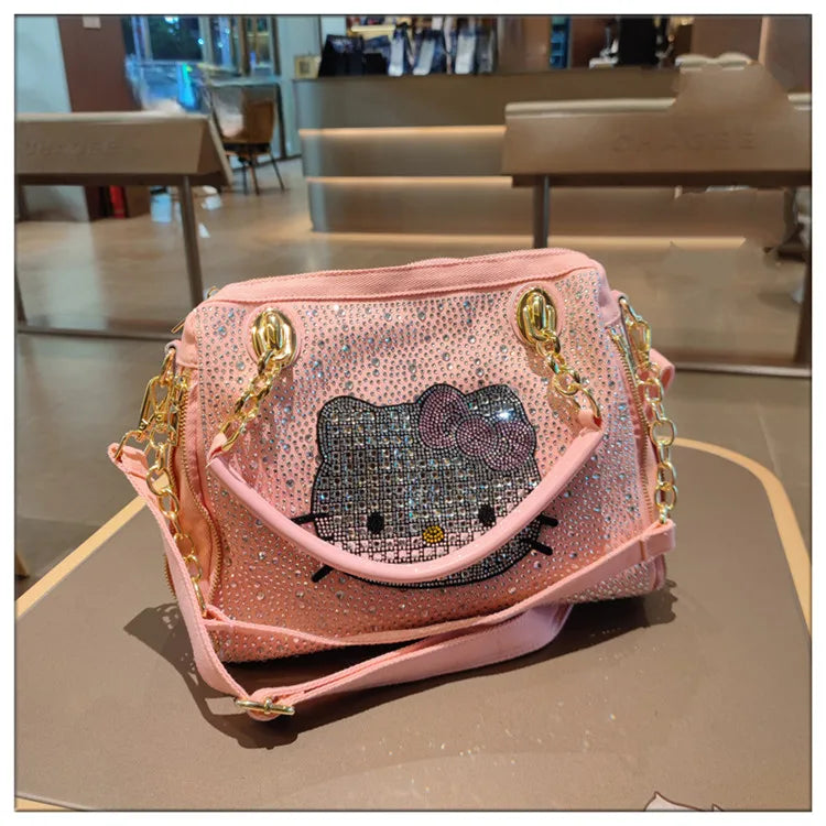 Crystal Diamond Cartoon-Style Handbag – Women’s Shoulder Bag (Large Capacity)