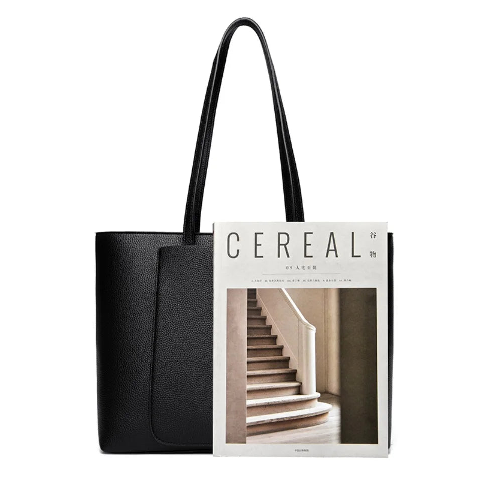 Large Capacity PU Leather Tote Bag for Women – Minimalist Shoulder Handbag for Work & Daily Commute