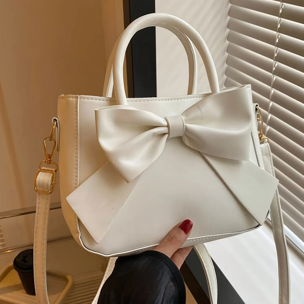 Elegant Bow Detail Handbag – Top Handle & Detachable Shoulder Strap