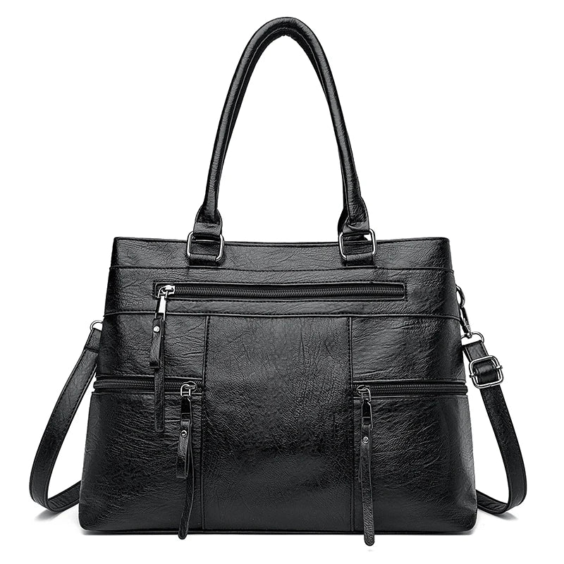 Vintage Zip Women’s Handbag with Detachable Shoulder Strap