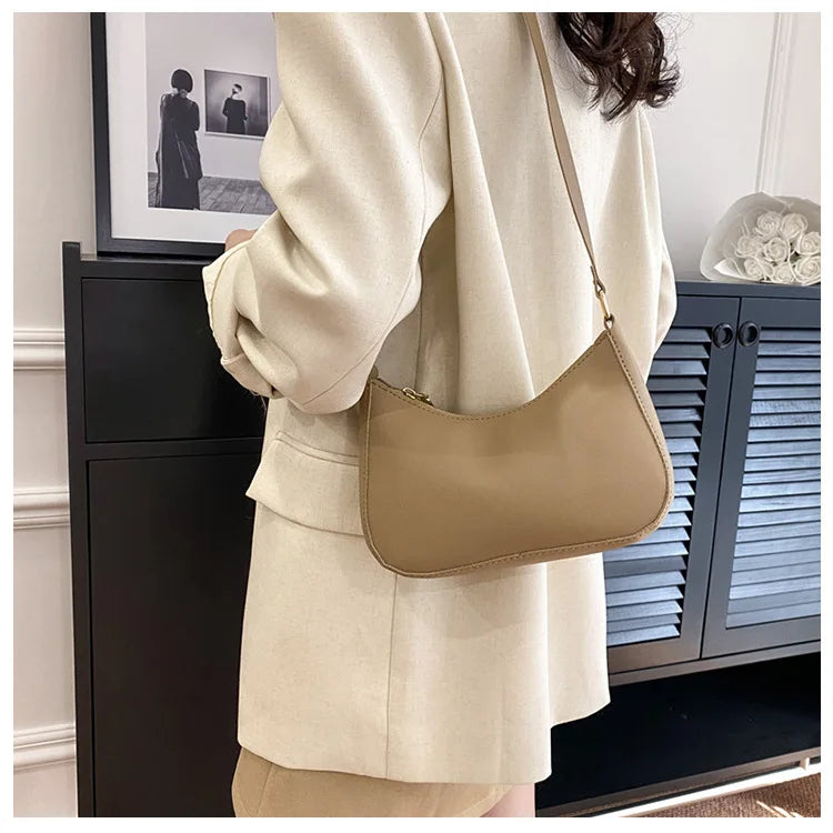 Trendy Solid-Color Small Shoulder Handbag – Minimalist Square Crossbody Bag