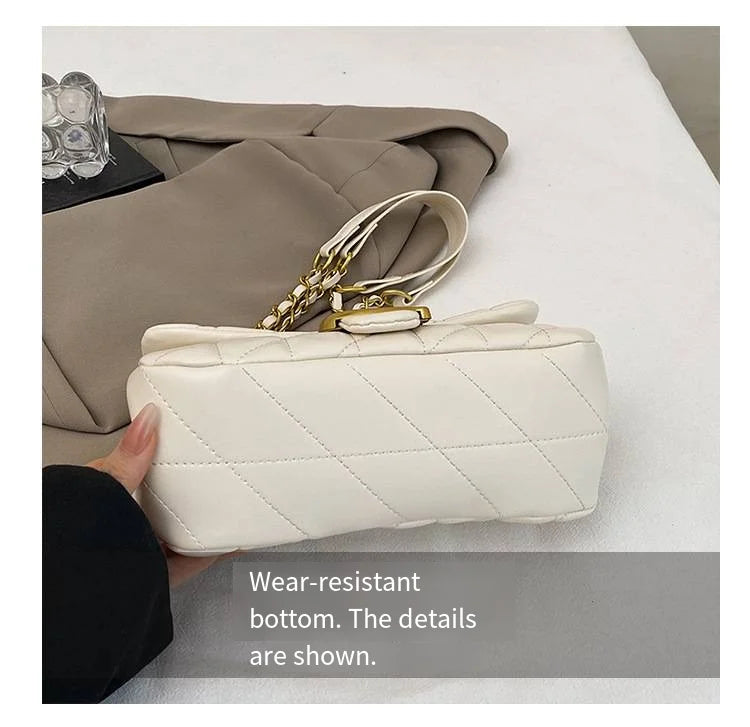 High-End Feminine Chain Crossbody Bag – Diamond Pattern Small Square Handbag