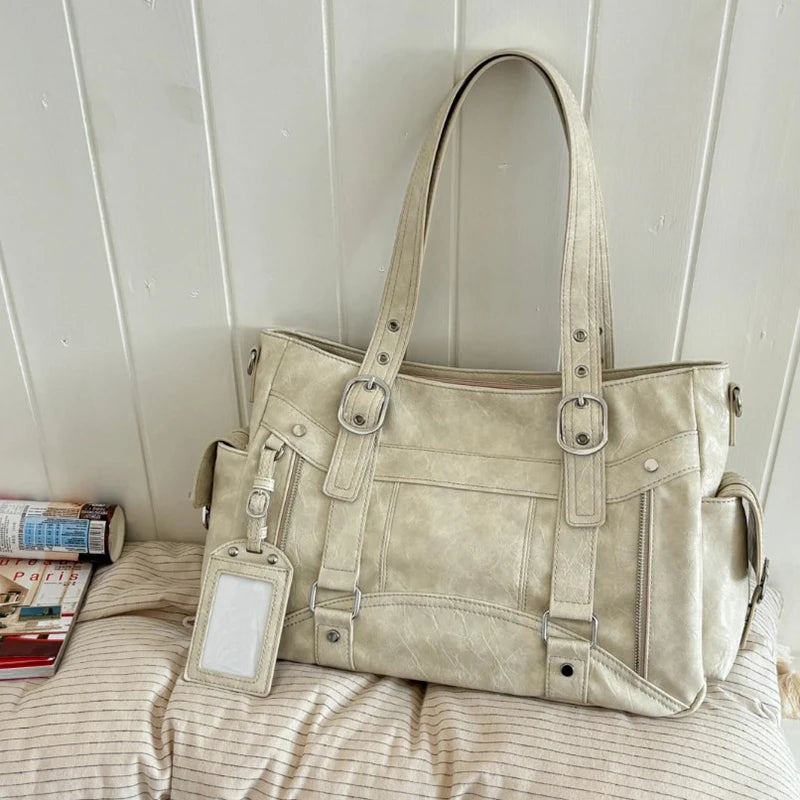 Large Capacity Retro Tote Bag for Women – Chic Shoulder Handbag for Work & Daily Commute