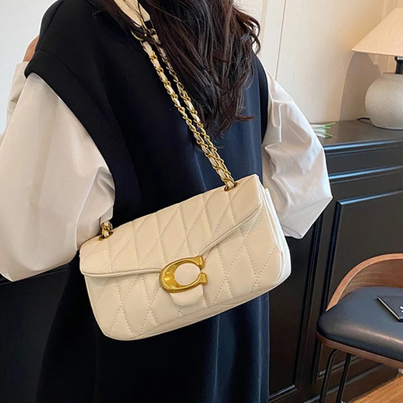 High-End Feminine Chain Crossbody Bag – Diamond Pattern Small Square Handbag