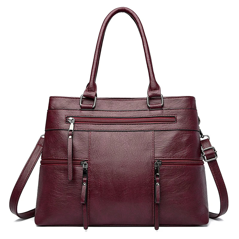 Vintage Zip Women’s Handbag with Detachable Shoulder Strap