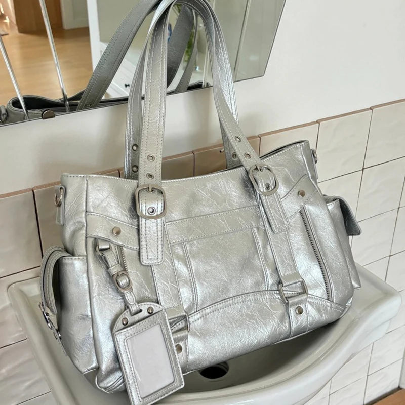 Large Capacity Retro Tote Bag for Women – Chic Shoulder Handbag for Work & Daily Commute