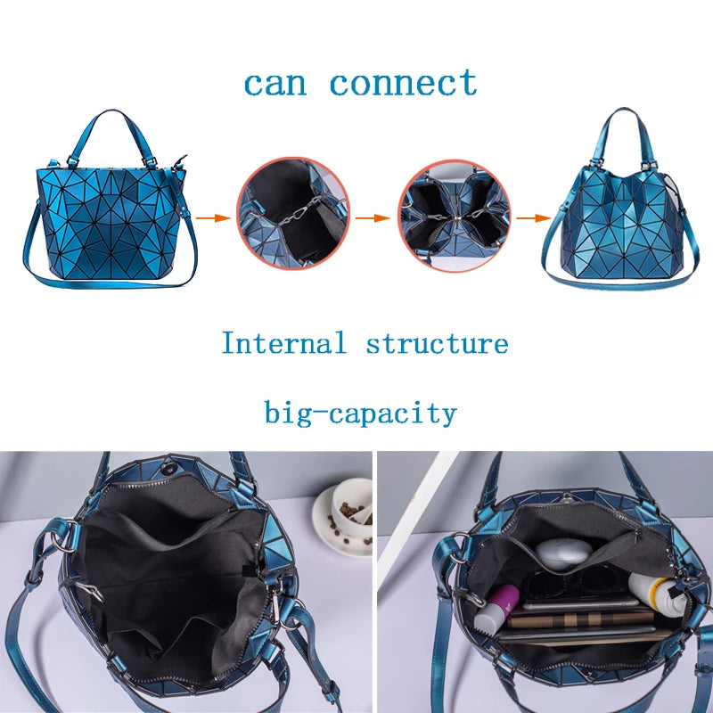 Geometric Bucket Tote Bag – Structured Shoulder & Crossbody
