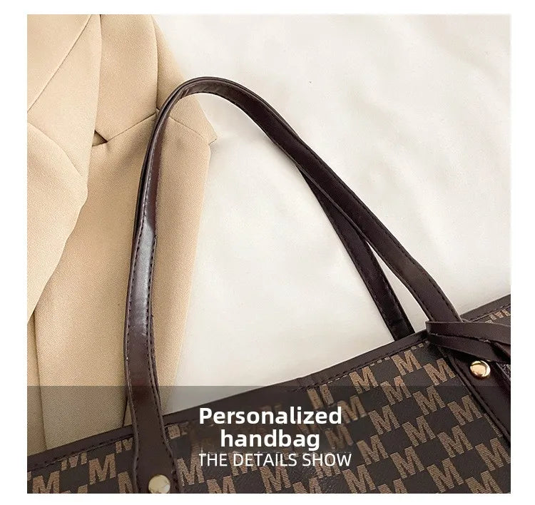 Printed PU Leather Tote Bag for Women – Large Capacity Commuter & College Handbag