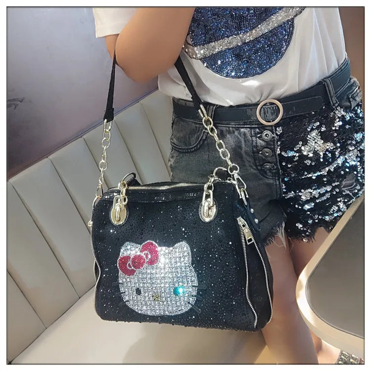 Crystal Diamond Cartoon-Style Handbag – Women’s Shoulder Bag (Large Capacity)