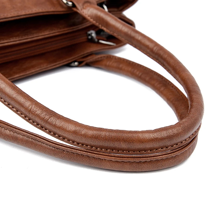 Vintage Zip Women’s Handbag with Detachable Shoulder Strap