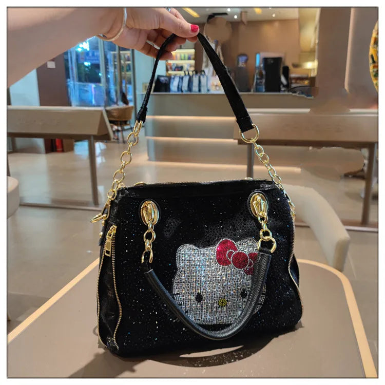 Crystal Diamond Cartoon-Style Handbag – Women’s Shoulder Bag (Large Capacity)