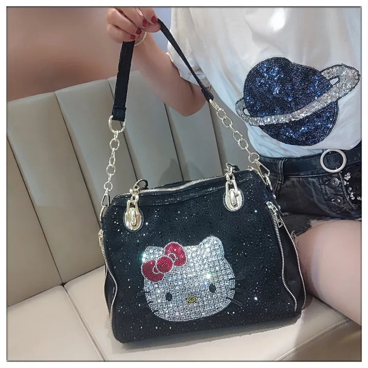 Crystal Diamond Cartoon-Style Handbag – Women’s Shoulder Bag (Large Capacity)