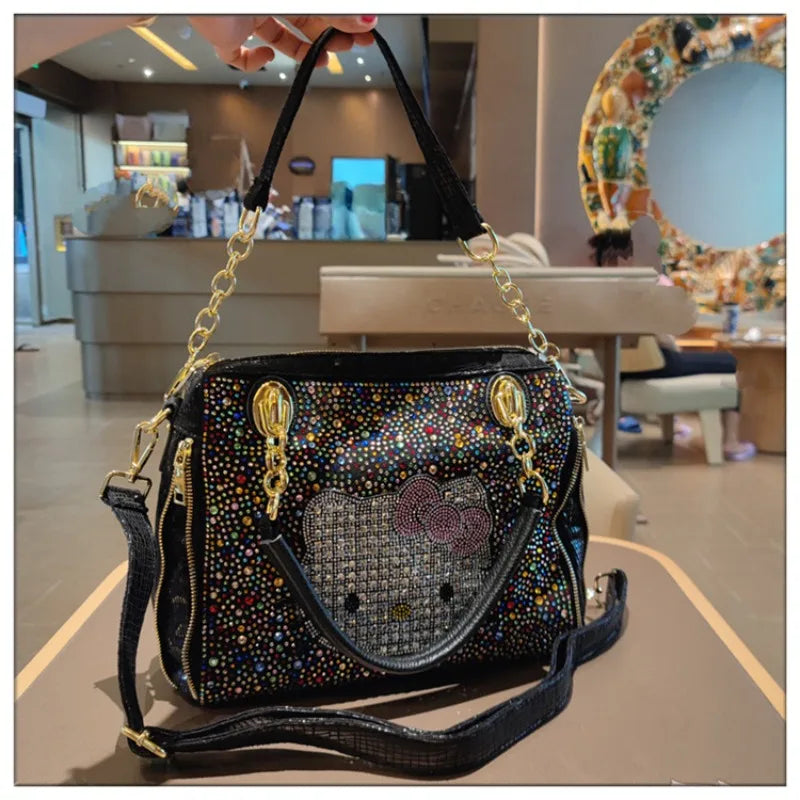 Crystal Diamond Cartoon-Style Handbag – Women’s Shoulder Bag (Large Capacity)