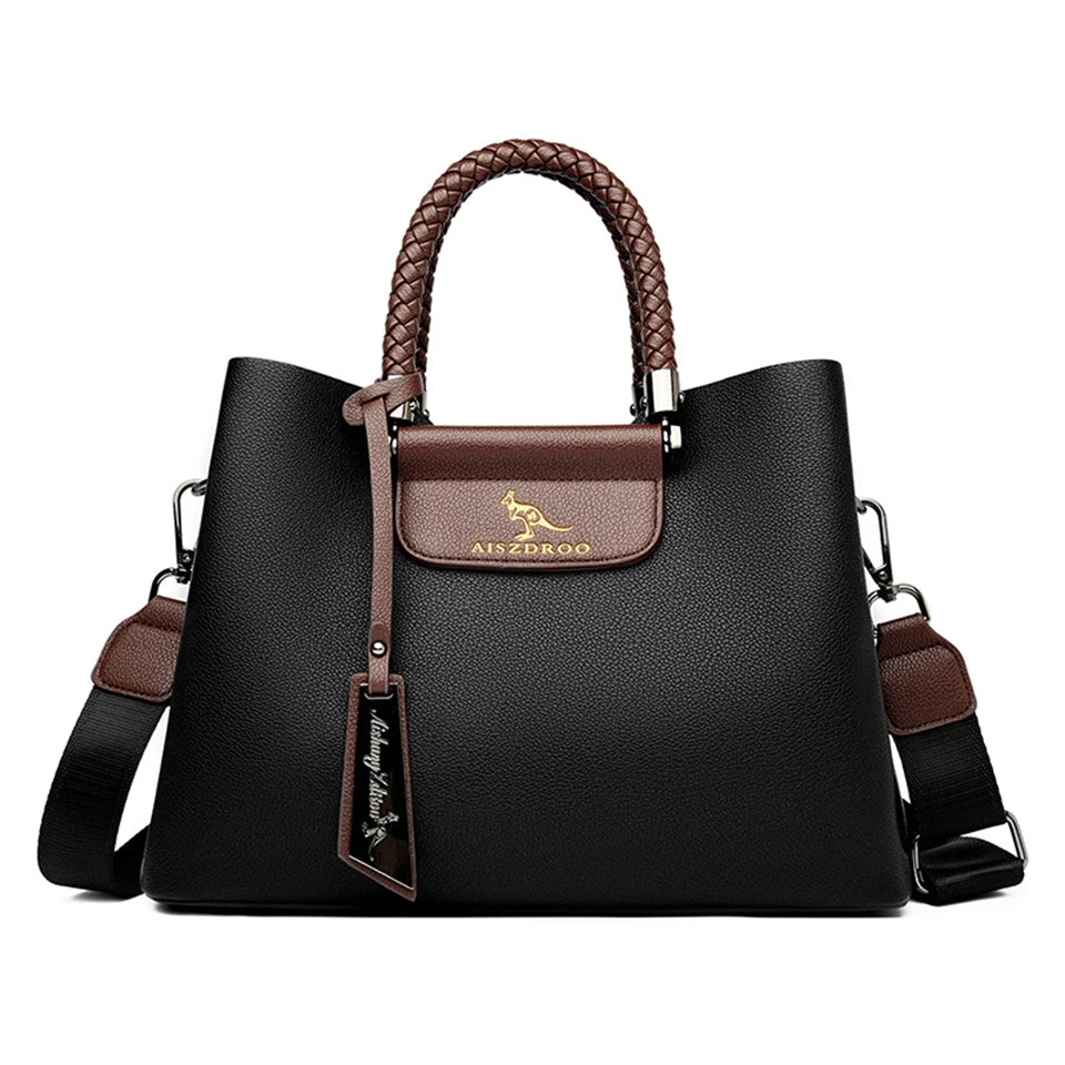 Elegant Women's Handbag with Unique Handle – Spacious Tote with Adjustable Shoulder Strap