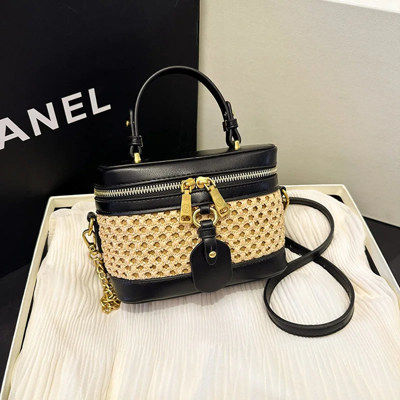Woven Raffia Mini Handbag – Top Handle & Single-Shoulder Bag