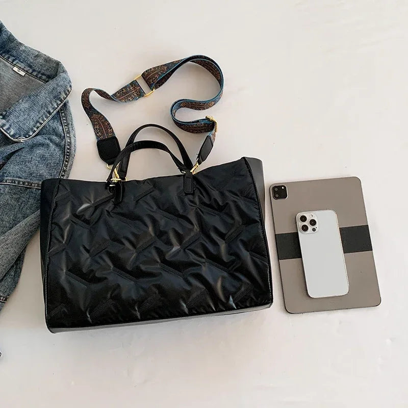 Padded Quilted Tote Bag for Women – Lightweight Nylon Large Capacity Shoulder & Crossbody Bag