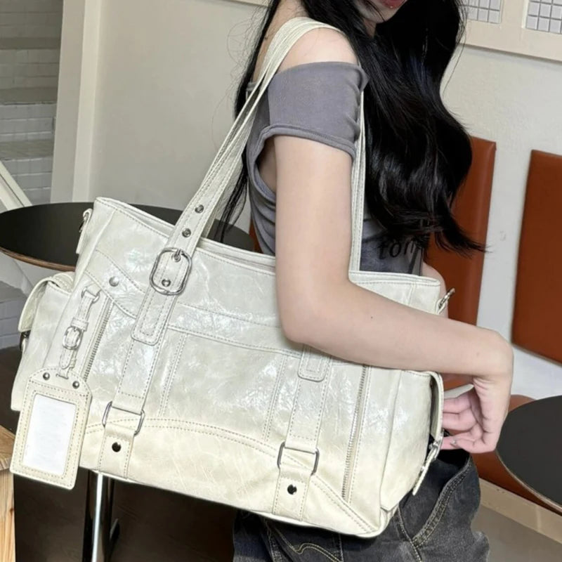 Large Capacity Retro Tote Bag for Women – Chic Shoulder Handbag for Work & Daily Commute