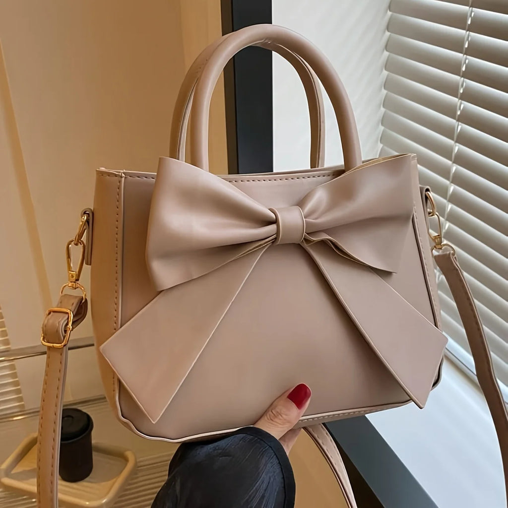 Elegant Bow Detail Handbag – Top Handle & Detachable Shoulder Strap