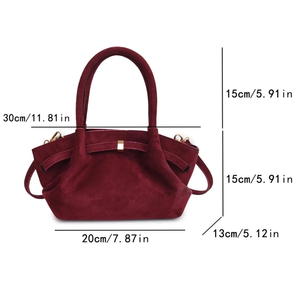 Matte Suede Leather Tote Bag for Women – Large Capacity Retro Shoulder & Crossbody Handbag