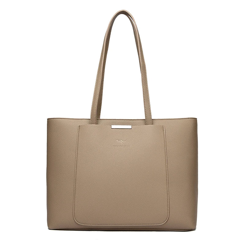 Large Capacity PU Leather Tote Bag for Women – Minimalist Shoulder Handbag for Work & Daily Commute